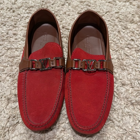 Louis Vuitton Hockenheim Moccasin Red Suede Driving Loafers - Picture 3 of 15
